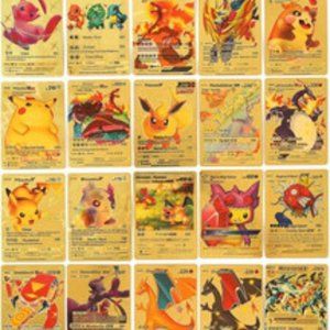 110 PCS Gold Foil Card Assorted Pokemon Cards TCG Deck Box, Rare Rainbow Vmax GX